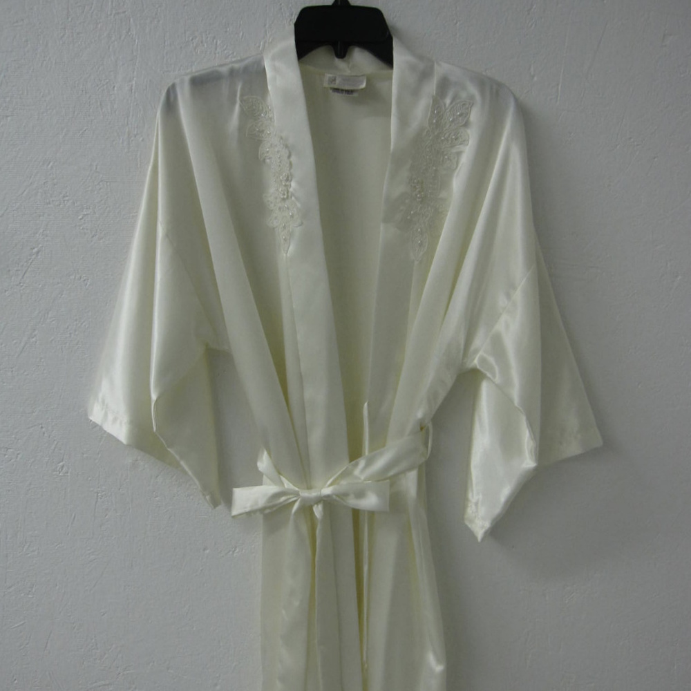 Vintage California Dynasty Silky Glam Robe Ivory M